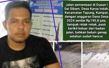 Gawat,,!! Sekdes Karya Indah M. Nur Diduga Selewengkan Anggaran Mencapai Rp.190 Juta untuk Jalan Semenisasi di Dusun I Sei Sibam.