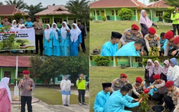 Polres Kampar Ajak Pelajar Cintai Lingkungan Lewat Program Green Policing dan Penanaman Pohon di SMAN 2 Kuok.